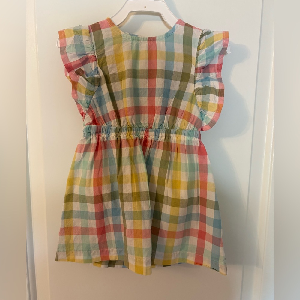 Colorful Plaid Ruffle Sleeve Dress